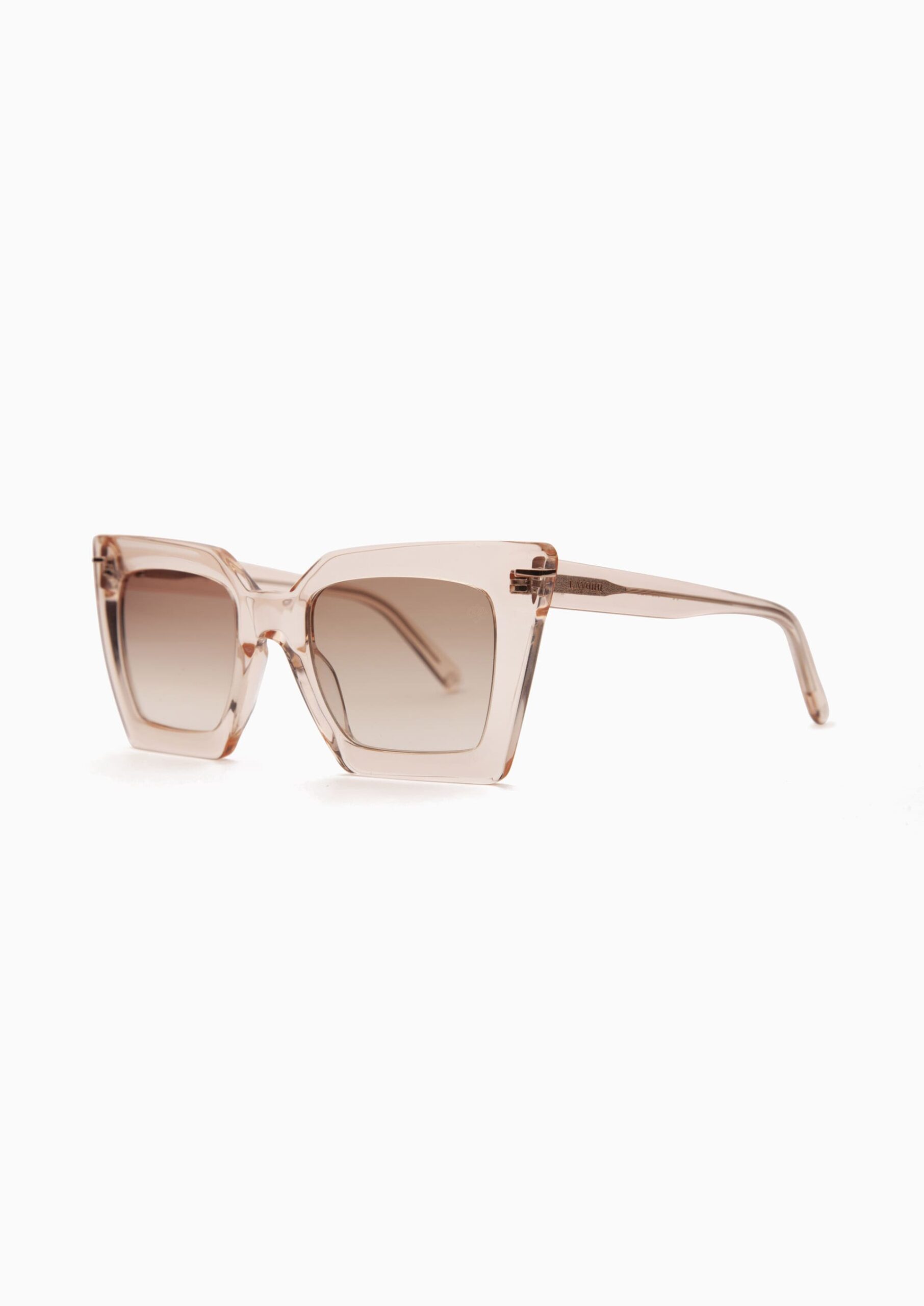 Vue latérale des lunettes de soleil femme élégante tendance écoresponsable Giulya nude.