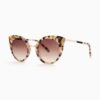 Lunettes de soleil rondes forme oeil de chat en matière acétate de cellulose couleur marrons écailles claires