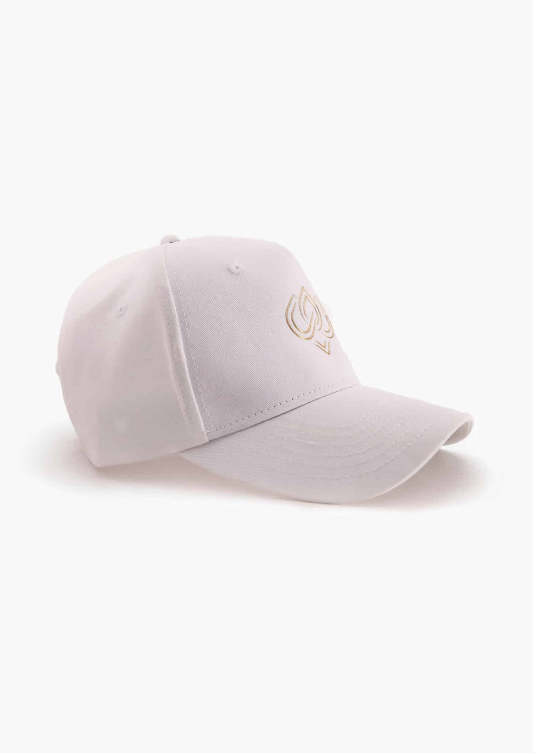 Casquette verte blanche avec logo doré. Casquette blanche et logo or. Casquette coton