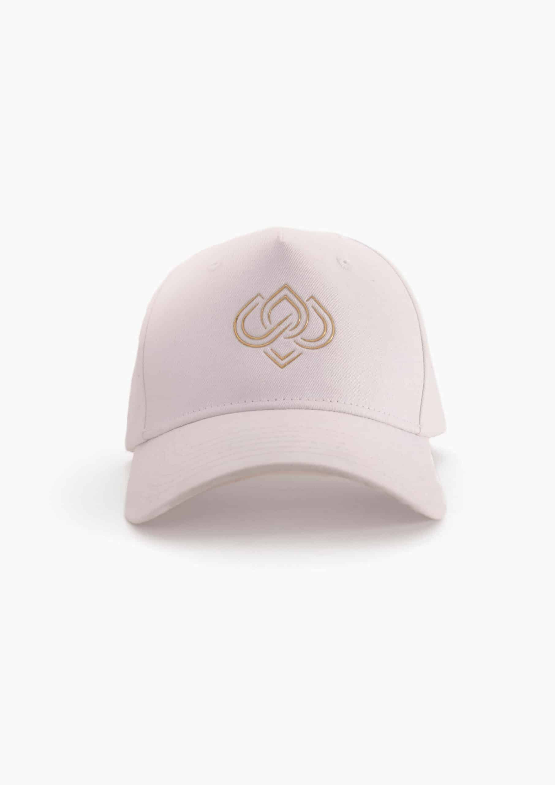 Casquette verte blanche avec logo doré. Casquette blanche et logo or. Casquette coton