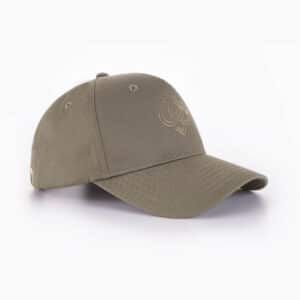Casquette verte kaki avec logo doré. Casquette kaki et logo or. Casquette coton