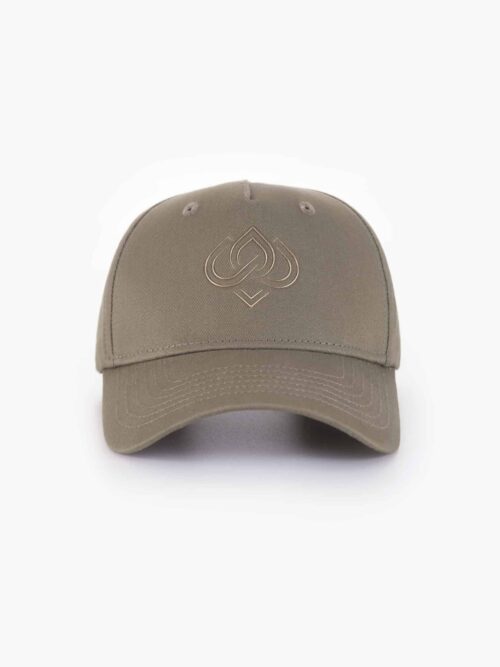 Casquette verte kaki avec logo doré. Casquette kaki et logo or. Casquette coton