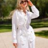 robe blanche saharienne blonde layonn style robe fabrication italienne robe de créateur