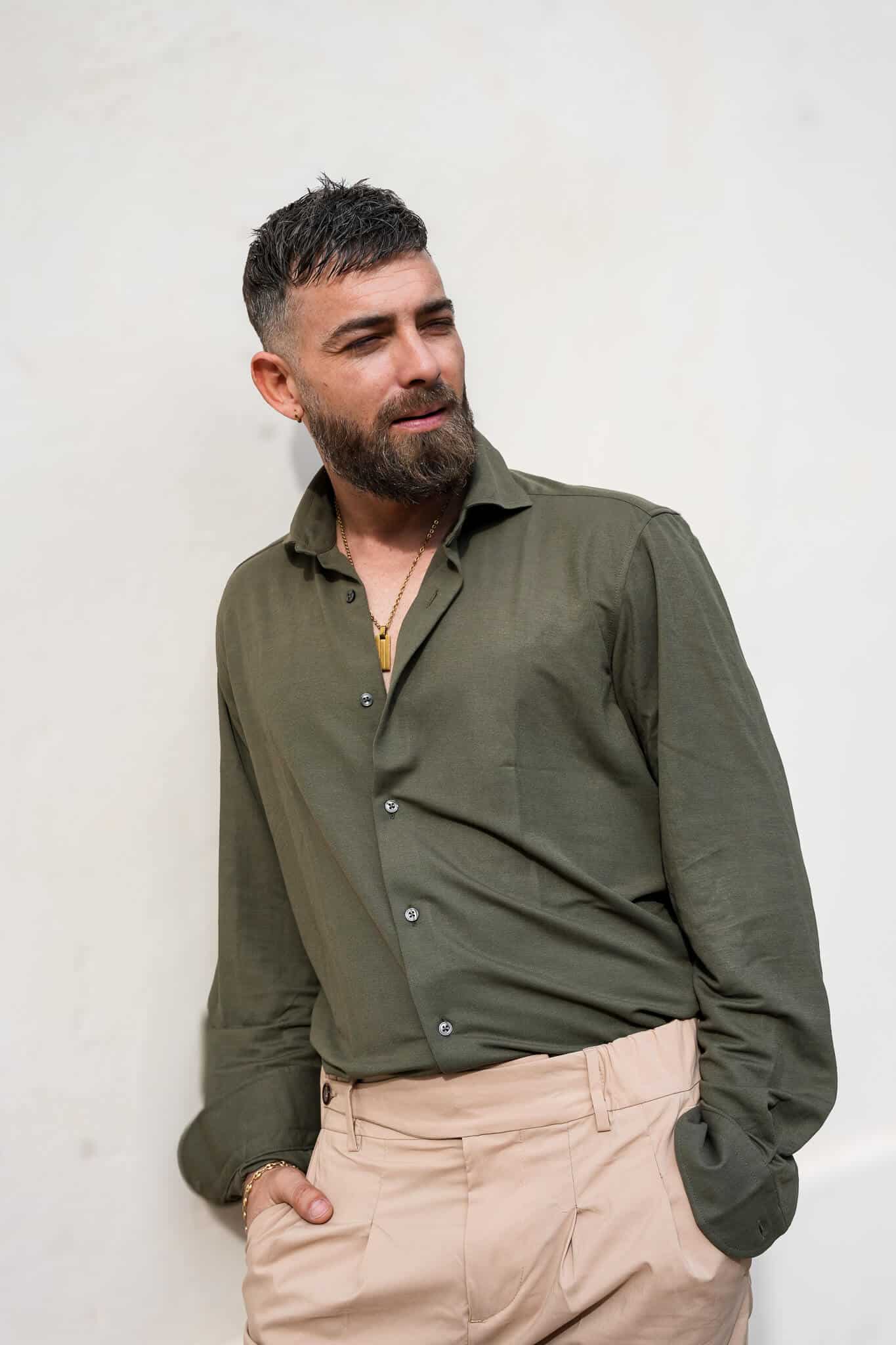 chemise verte kaki chemise été chemise de créateur lyonn style